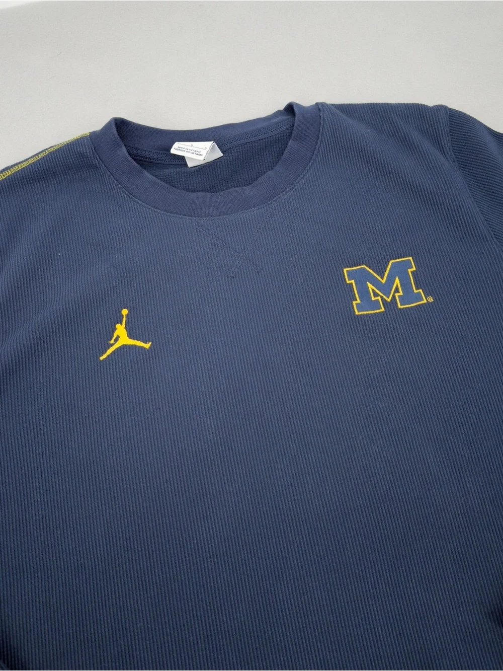 Jordan University Of Michigan Navy Blue Thermal Long Sleeve Sz Large